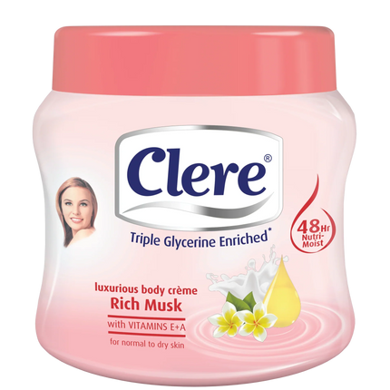 Clere  Triple Glycerine Enriched Rich Musk Body Cream 500 ml - Africa Products Shop